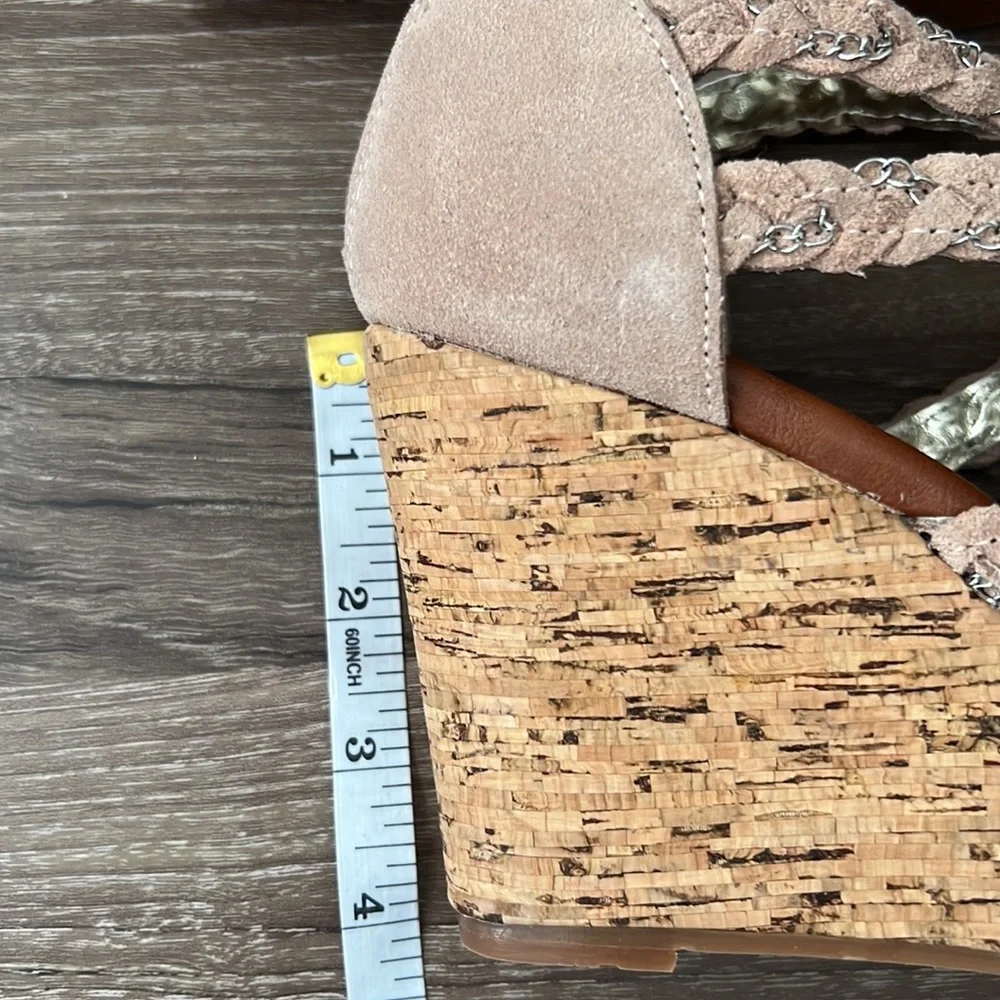 Matt Bernson Special Project Cork Wedges Sandals Suede/Chains 7.5M - Picture 11 of 16